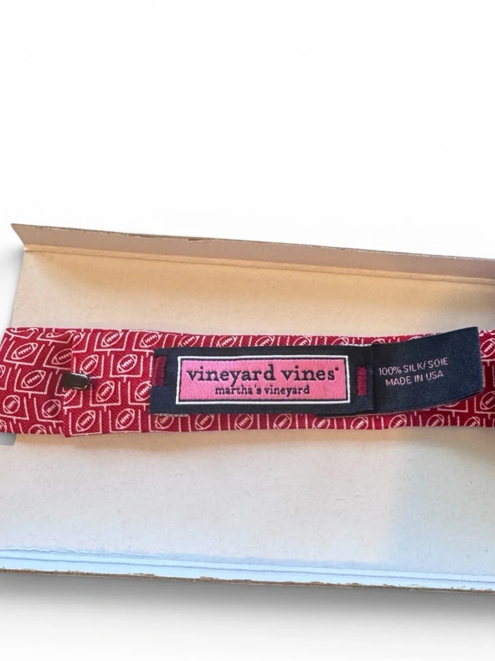 Vineyard Vines Boys Football Bow Tie, Pre-Tied, Red & White